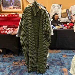 Olive Green Chevron Knit Duster Coat